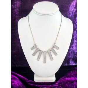 New Boutique Statement Necklace Silver Glimmering Sparkle Women's 1U